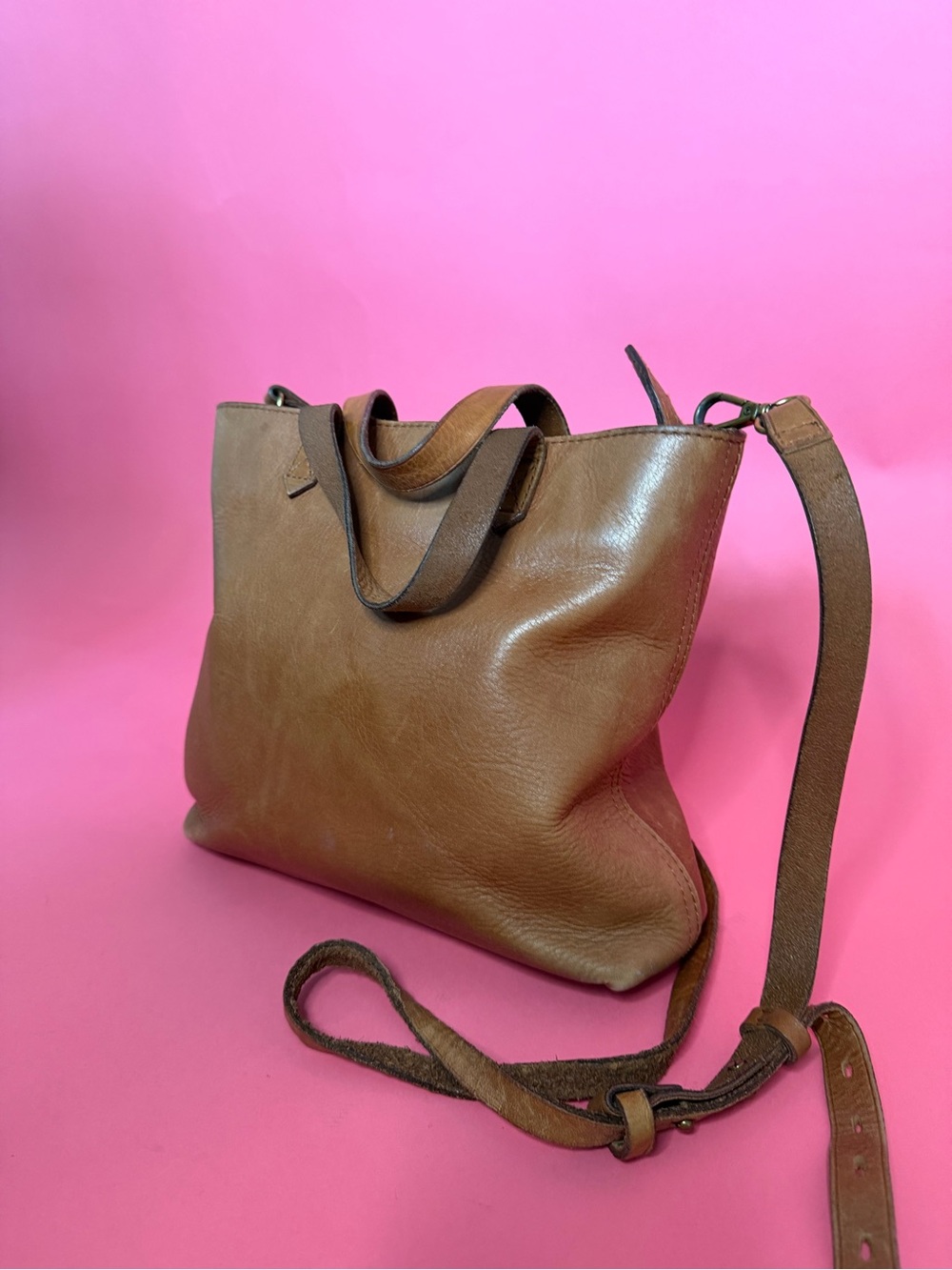 MADEWELL Mini Transport Classic Brown Leather Tote Bag/Purse